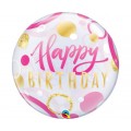 Bubble Μονό Happy Birthday Pink & Gold Dots 56εκ