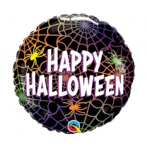 Μπαλόνι Φοιλ 18" Happy Halloween Spiders & Webs / 46εκ - Αράχνη