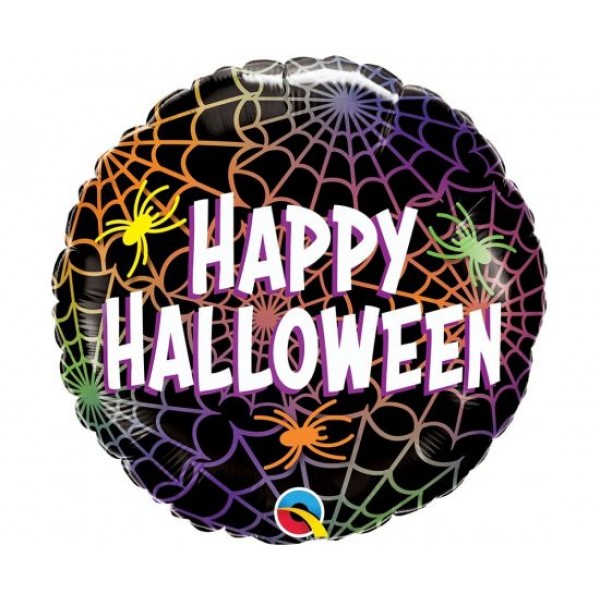 Μπαλόνι Φοιλ 18" Happy Halloween Spiders & Webs / 46εκ - Αράχνη