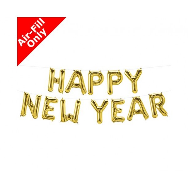 Κιτ Χρύσα Μπαλόνια Γράμματα HAPPY NEW YEAR - 16"