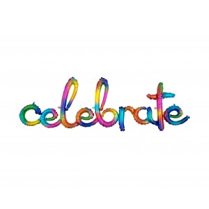 Μπαλόνι Φοιλ Script Phrase Celebrate Rainbow Splash / 149εκ x 50εκ