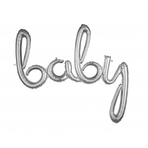 Μπαλόνι Φοιλ Script Phrase `Baby` Ασημί 99 x 83 εκ
