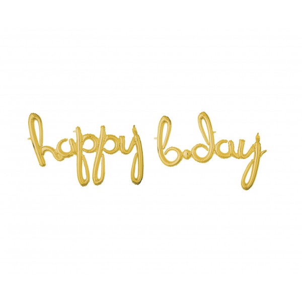 Μπαλόνι Φοιλ Script Phrase `Happy Bday` Χρυσό