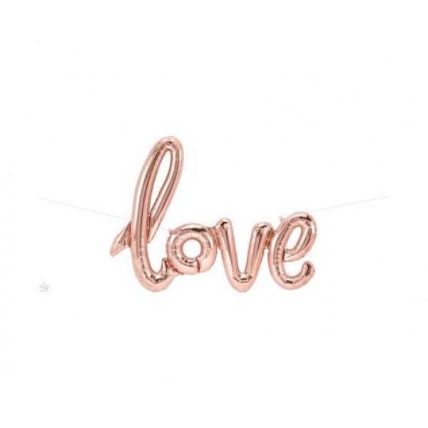 Μπαλόνι Φοιλ Script Phrase `Love` Ροζ Χρυσό 78 x 53 εκ
