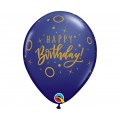 Μπαλόνια 11" Birthday Dots & Sparkle Robins Egg Blue & Navy Blue /25 τεμ