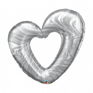Μπαλόνι Φοιλ Καρδιά Ασημί Open Marble Heart - Silver / 107 εκ