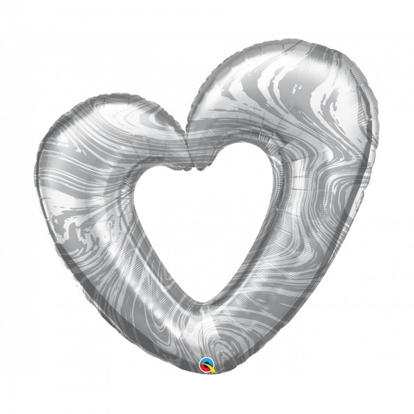 Μπαλόνι Φοιλ Καρδιά Ασημί Open Marble Heart - Silver / 107 εκ