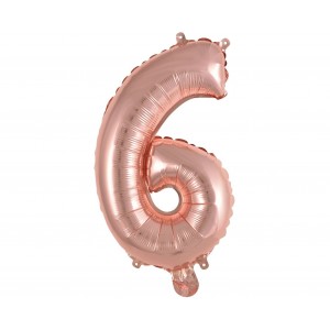 Μπαλόνι Φοιλ Μίνι Νούμερο "6" Ροζ Χρυσό / 35 εκ