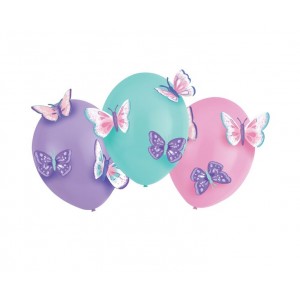 Μπαλόνια Λάτεξ 11" Flutter με χάρτινες πεταλούδες / 3 τεμ