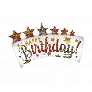 Μπαλόνι Φοιλ Σχήμα Happy Birthday Glitter Banner