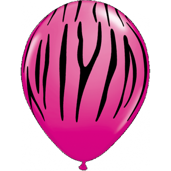 Μπαλόνια Λατέξ 11" Zebra Stripes Berry με μαυρο /50τεμ