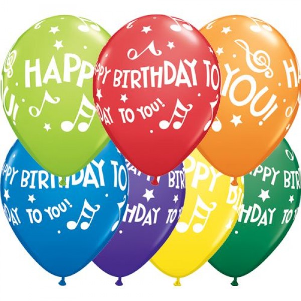Μπαλόνια Λατεξ 11" Happy Birthday to you Music Notes /25 τεμ