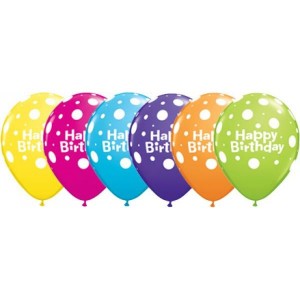 Μπαλόνια Λάτεξ 11" Birthday Big Polka Dots Trop. As. /25 τεμ
