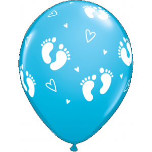 Μπαλόνια Λάτεξ 11" Baby Footprints Robins Egg Blue /25 τεμ