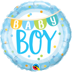 Μπαλόνι Φοιλ 18" Βaby Boy Banner & Dots / 45 εκ