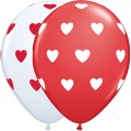 Μπαλόνια Λατεξ 11" Q Big Hearts Λευκά & Κόκκινα /50 τεμ