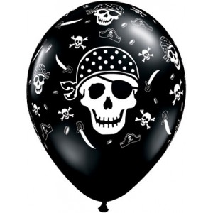 Μπαλόνια Λάτεξ 11" Πειρατικές Νεκροκεφαλές Μαύρο
