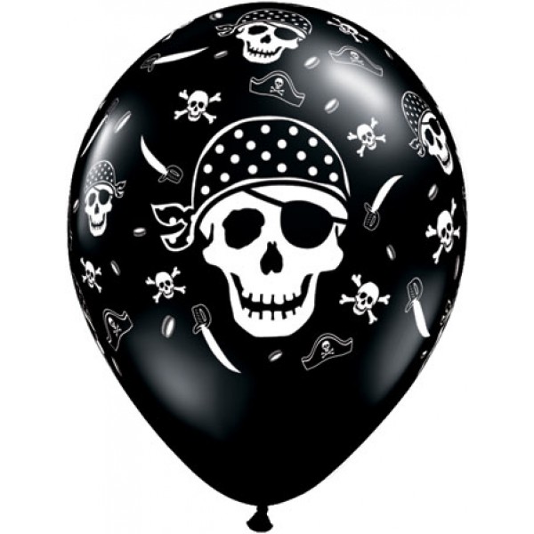 Μπαλόνια Λάτεξ 11" Πειρατικές Νεκροκεφαλές Μαύρο