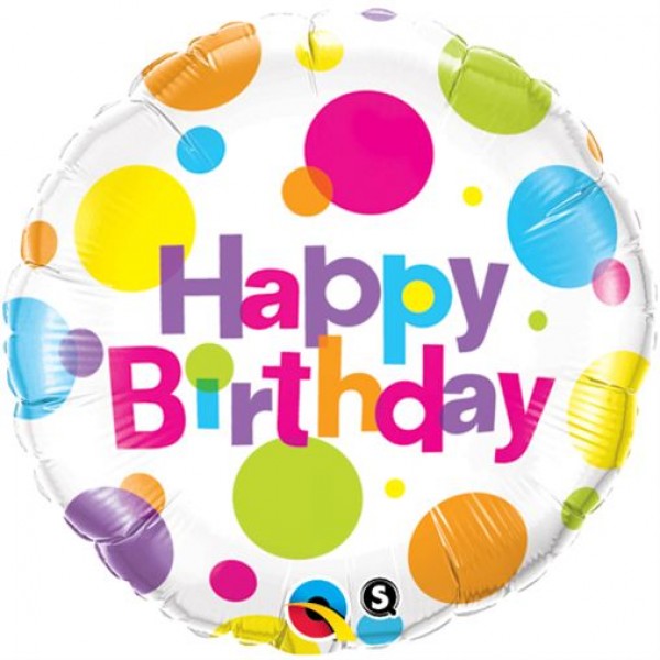 Φόιλ μπαλόνι 18" Στρογγυλό Birthday Big Polka Dots / 46 εκ