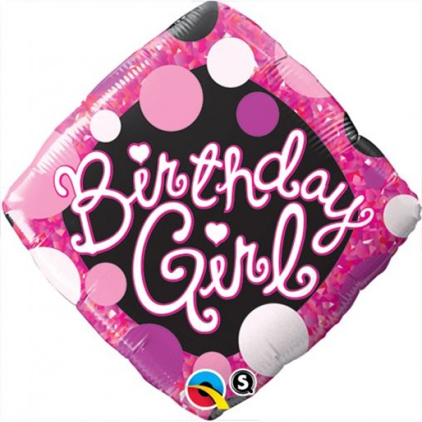 Μπαλόνι Φόιλ 18" Diamond Birthday Girl Pink & Black (Διάμετρος 51εκ)
