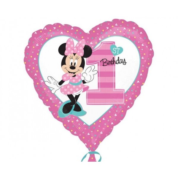 Μπαλόνι Φοιλ 17" Καρδιά 1st Birthday Minnie Mouse