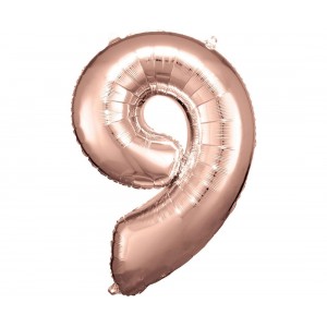 Μπαλόνι Φοιλ Σχήμα Ροζ Χρυσό Νούμερο "9" / 86 εκ