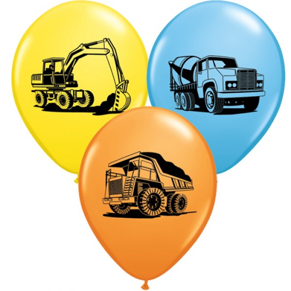 Μπαλόνια  Λατεξ 11" Construction Trucks Assortment /25 τεμ