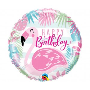 Μπαλόνι Φοιλ 18" Happy Birthday Pink Flamingo