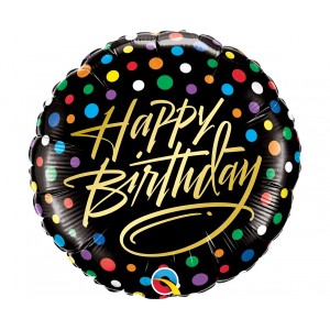 Μπαλόνι Φοιλ 18" Happy Birthday Gold Script & Dots