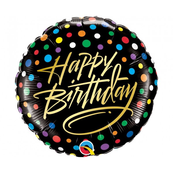 Μπαλόνι Φοιλ 18" Happy Birthday Gold Script & Dots