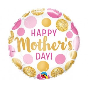Μπαλόνι Φοιλ Μίνι 9" Mother's Day Pink & Gold Dots / 23 εκ