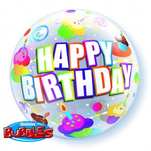 Bubble Μονό 22'' Birthday Colourful Cupcakes