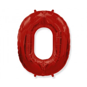 Μπαλόνι Σχήμα Κόκκινο Νούμερο "0" / 90 εκ ύψος 