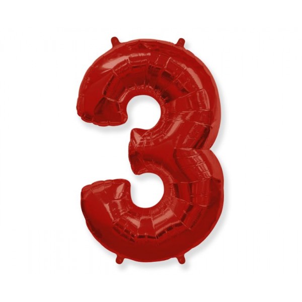 Μπαλόνι Σχήμα Κόκκινο Νούμερο "3" / 90 εκ ύψος