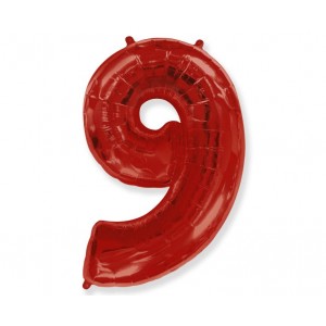 Μπαλόνι Σχήμα Κόκκινο Νούμερο "9" / 90 εκ ύψος