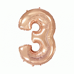 Μπαλόνι Φοιλ Σχήμα Ροζ Χρυσό Νούμερο "3"