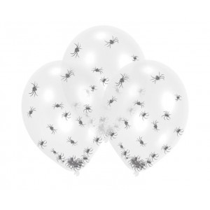 Μπαλόνια Λατέξ 11" Διάφανα με Αράχνες / 6 τεμ