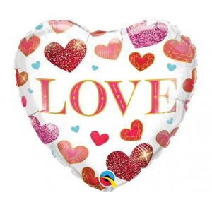 Μπαλόνι Φοιλ 18" Love Jewel Hearts / 46εκ