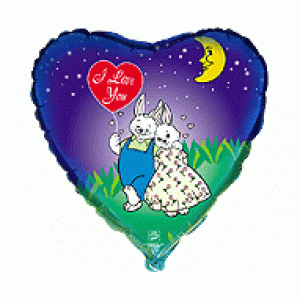 Μπαλόνι Φοιλ 18" Καρδιά Love Rabbits / 46 εκ