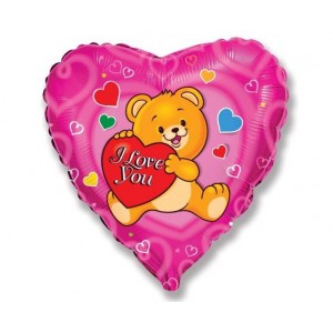 Μπαλόνι Φοιλ 18" Καρδιά Happy Bear / 46 εκ - Αρκουδάκι